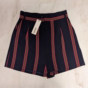 NWT BB Dakota Shorts Womens High Waist Sz 2 Navy Blue Red Striped